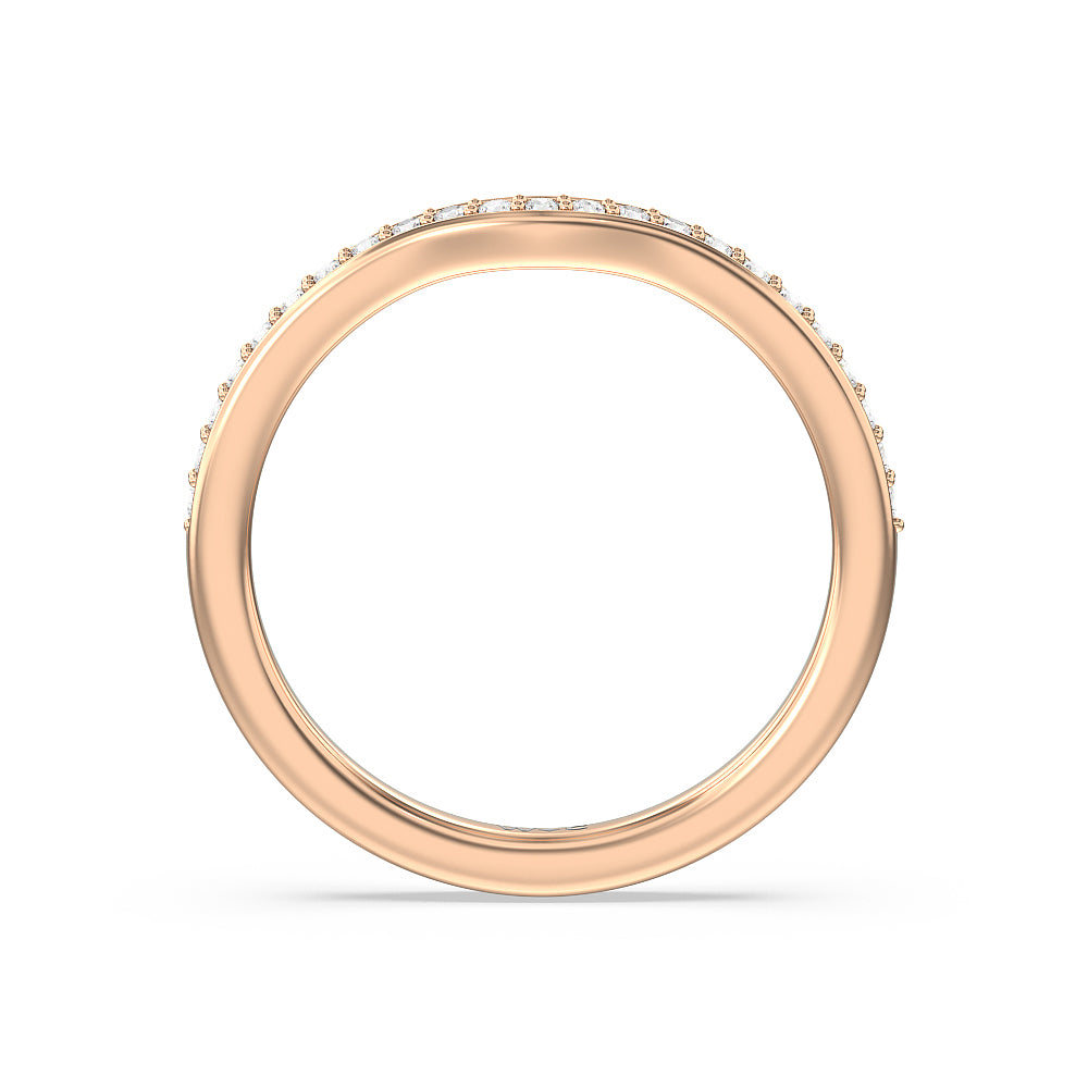 Vintage Flourish Hidden Halo Diamond Wedding Band with 18KT Rose Gold Cut Diamond in 14KT Rose Gold view 3
