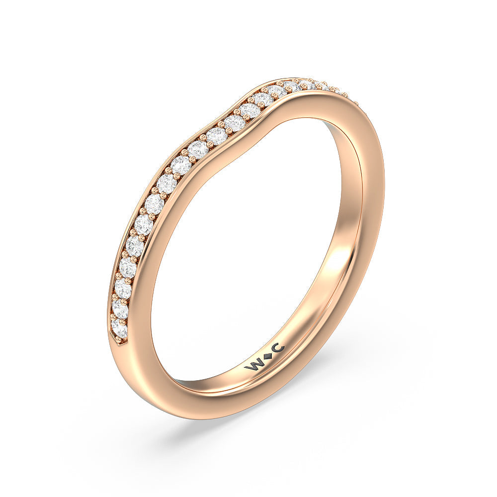 Vintage Flourish Hidden Halo Diamond Wedding Band with 18KT Rose Gold Cut Diamond in 14KT Rose Gold view 2
