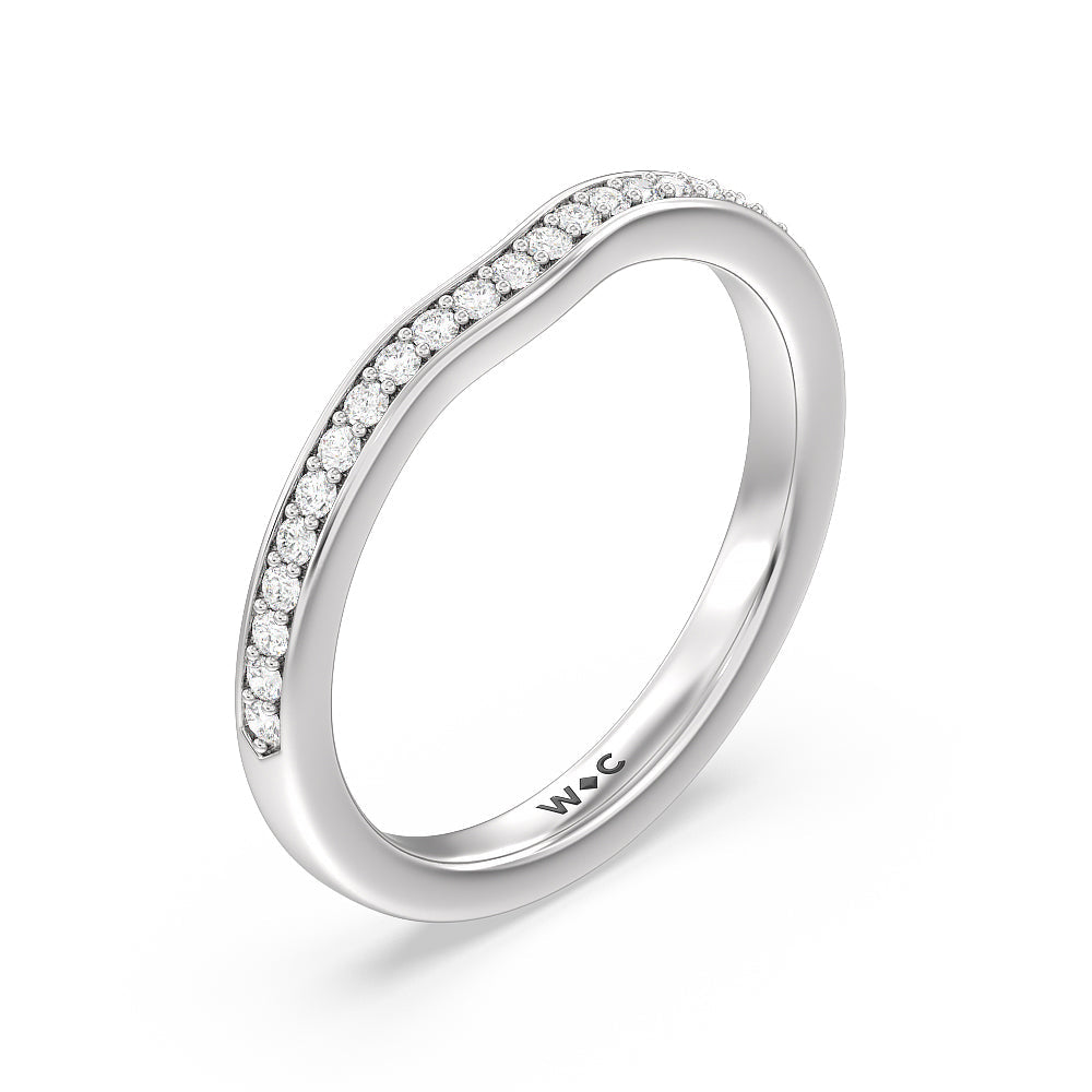 Vintage Flourish Hidden Halo Diamond Wedding Band with Platinum Cut Diamond in 14KT Platinum view 2
