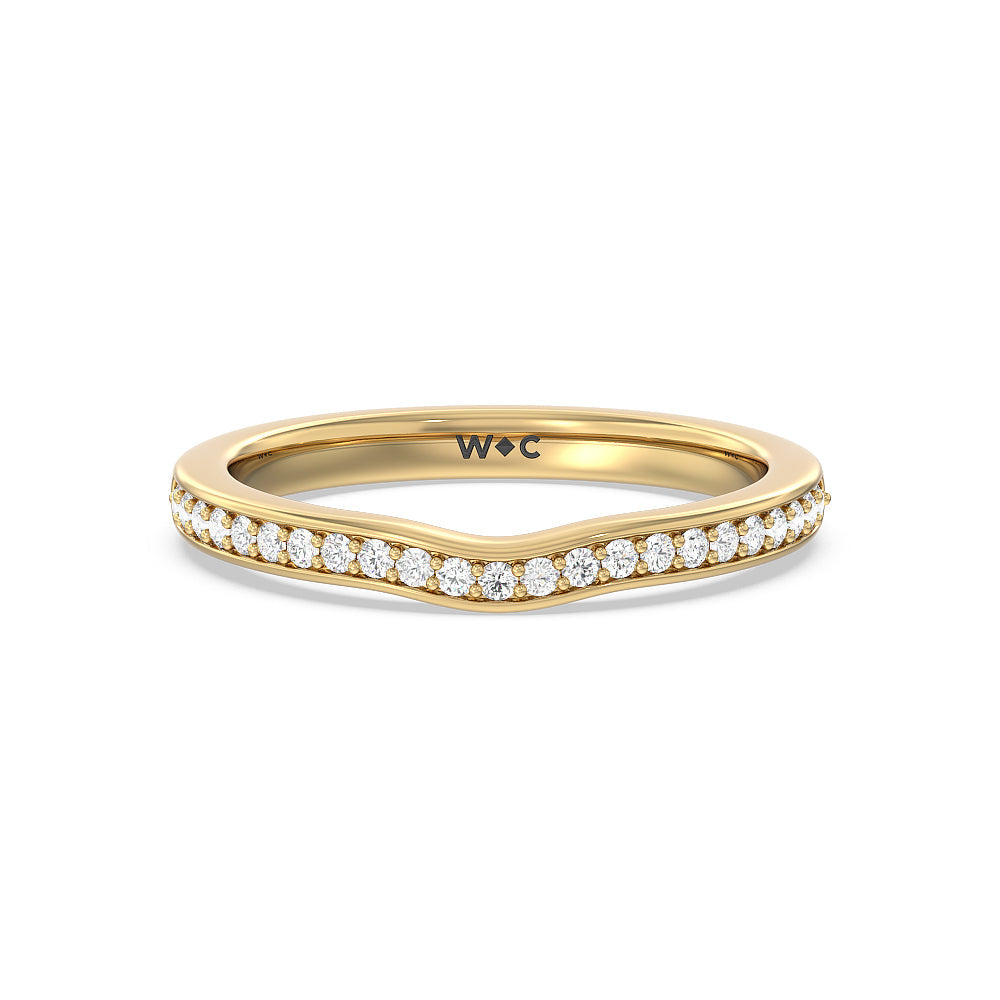Vintage Flourish Hidden Halo Diamond Wedding Band with 18KT Yellow Gold Cut Diamond in 14KT Yellow Gold view 1
