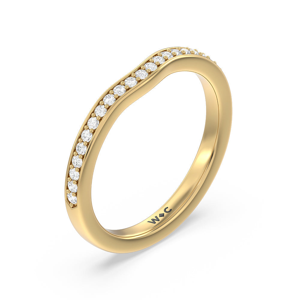 Vintage Flourish Hidden Halo Diamond Wedding Band with 18KT Yellow Gold Cut Diamond in 14KT Yellow Gold view 2
