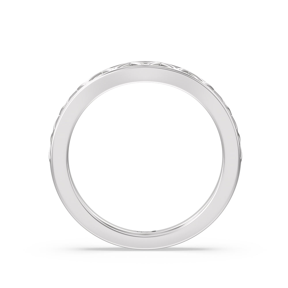 Vintage Zigzag Hidden Halo Diamond Wedding Band with Platinum Cut Diamond in 14KT Platinum view 2
