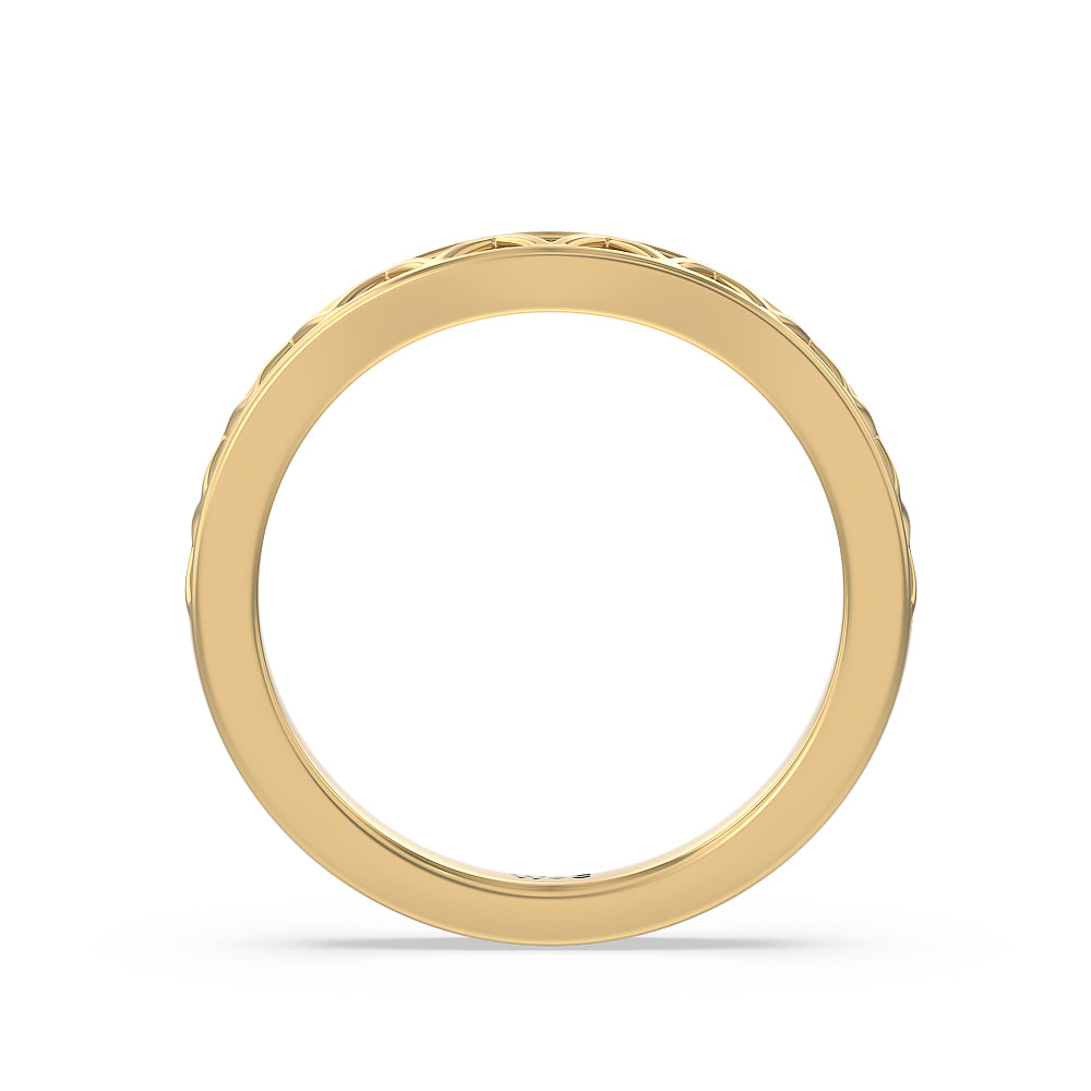 Vintage Zigzag Hidden Halo Diamond Wedding Band with 18KT Yellow Gold Cut Diamond in 14KT Yellow Gold view 2
