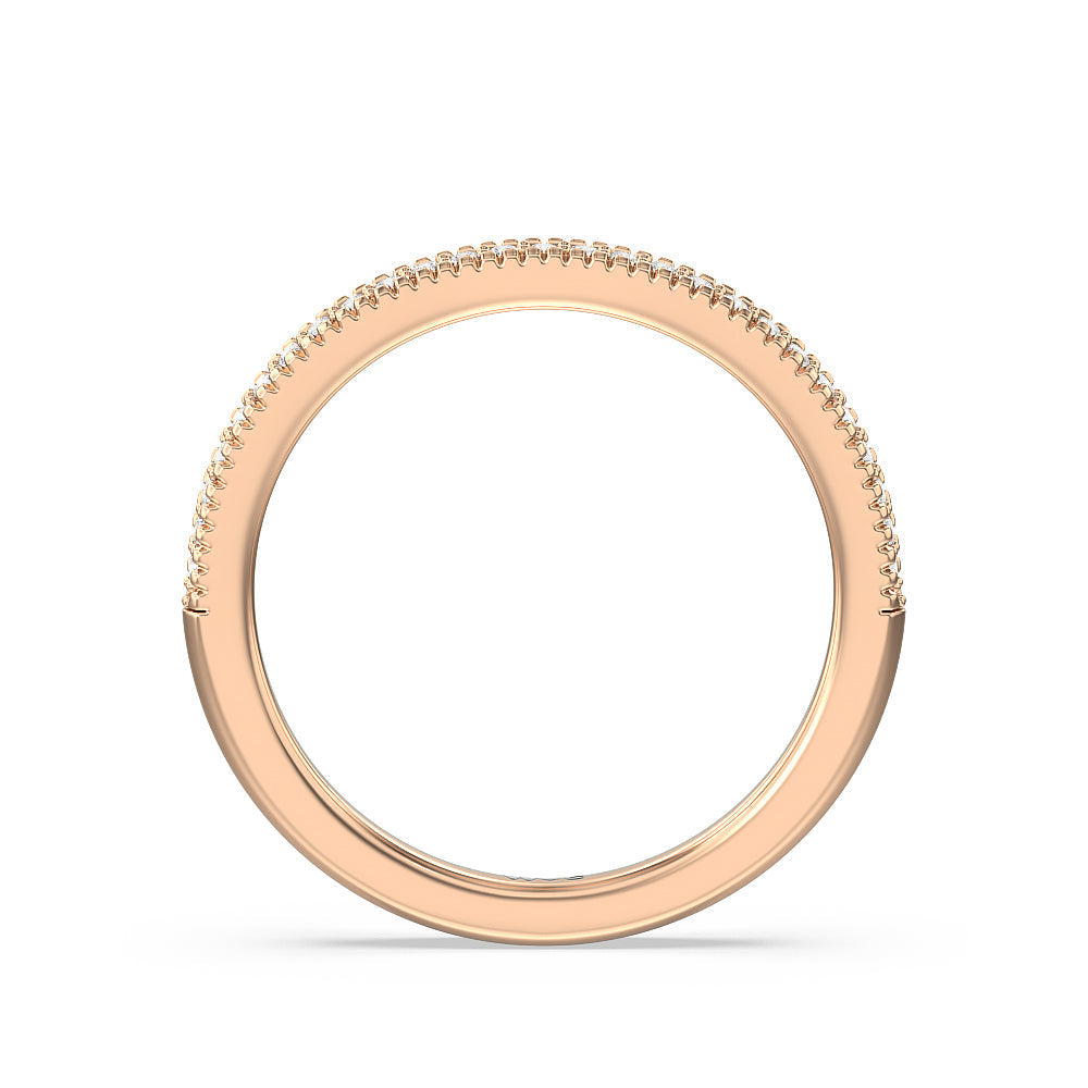 Vintage Knife Edge Vintage Diamond Wedding Band with 18KT Rose Gold Cut Diamond in 14KT Rose Gold view 2

