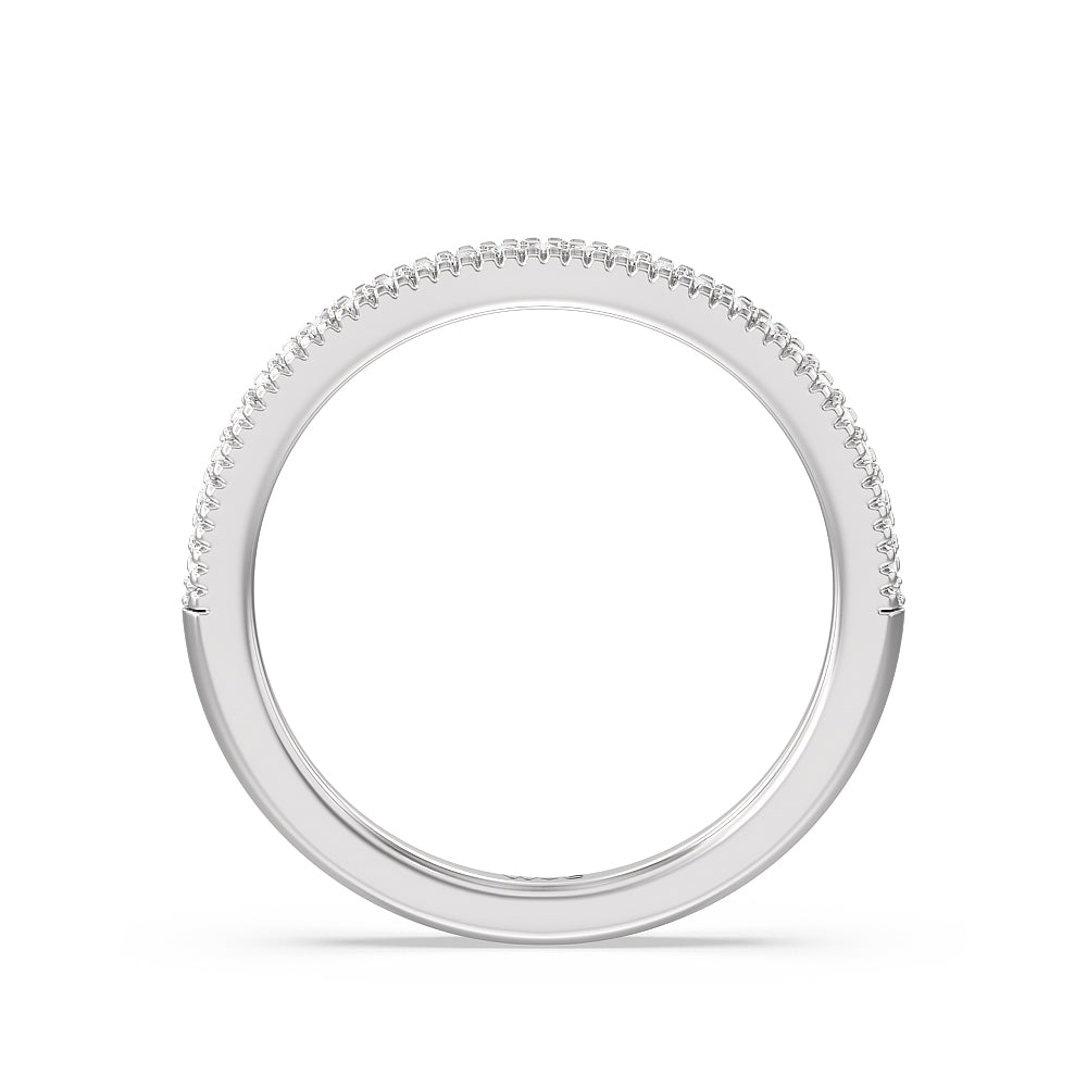 Vintage Knife Edge Vintage Diamond Wedding Band with Platinum Cut Diamond in 14KT Platinum view 2
