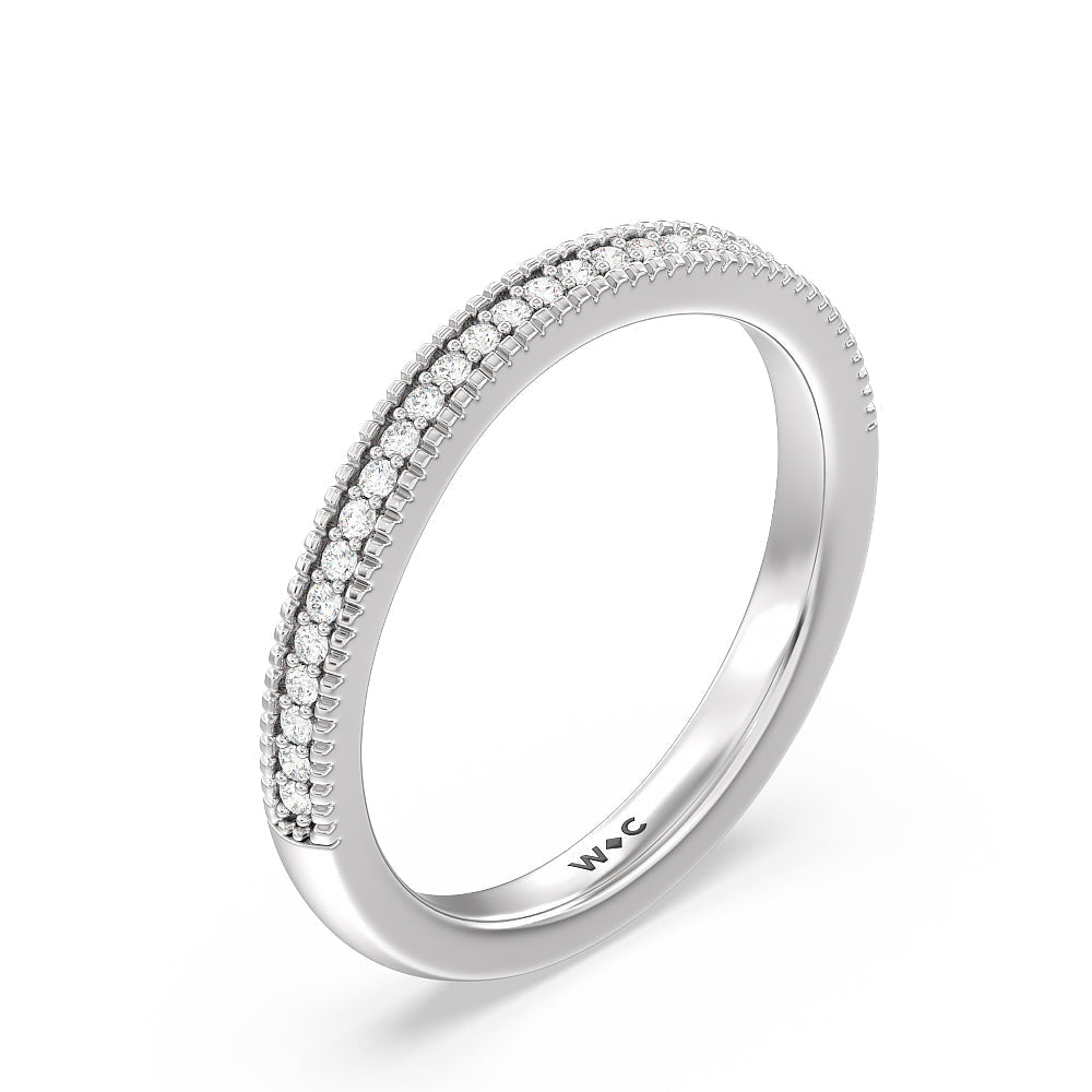 Vintage Knife Edge Vintage Diamond Wedding Band with Platinum Cut Diamond in 14KT Platinum view 4
