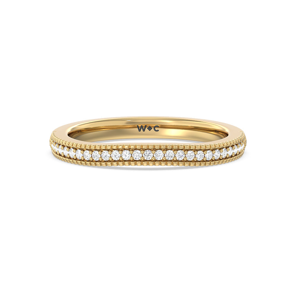 Vintage Knife Edge Vintage Diamond Wedding Band with 18KT Yellow Gold Cut Diamond in 14KT Yellow Gold view 1
