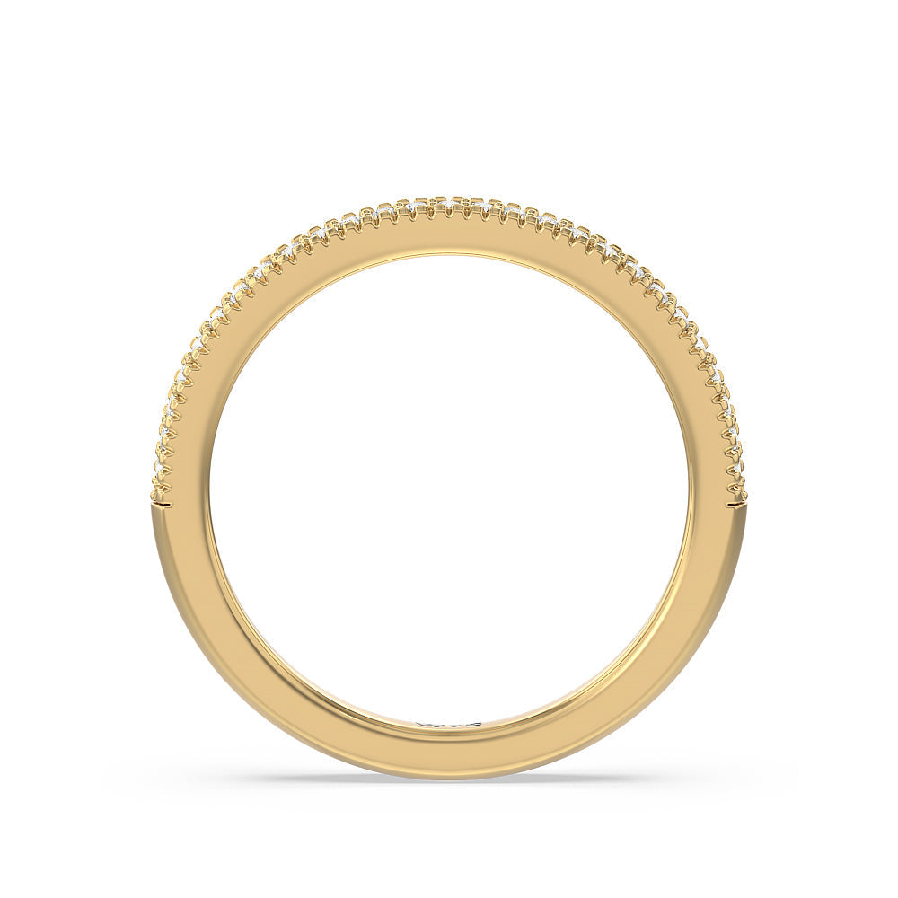 Vintage Knife Edge Vintage Diamond Wedding Band with 18KT Yellow Gold Cut Diamond in 14KT Yellow Gold view 2
