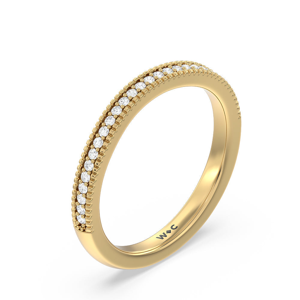 Vintage Knife Edge Vintage Diamond Wedding Band with 18KT Yellow Gold Cut Diamond in 14KT Yellow Gold view 4
