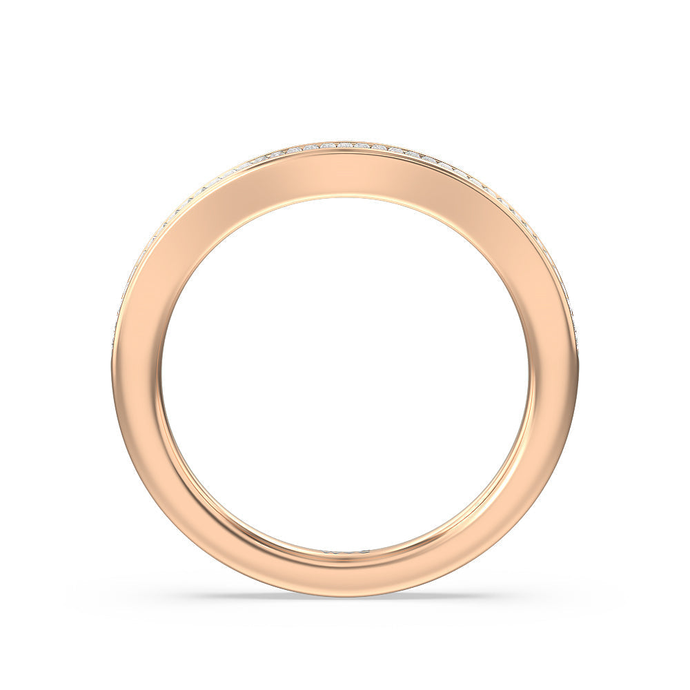 Vintage Grapevine 3 Stone Diamond Wedding Band with 18KT Rose Gold Cut Diamond in 14KT Rose Gold view 2
