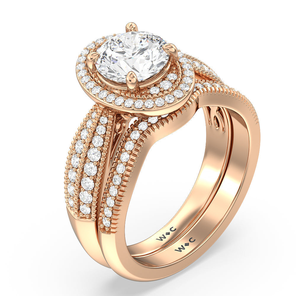 Oval Cut Vintage Oval Halo Engagement Ring with Lab Grown Diamond in 14KT Rose Gold view 6
