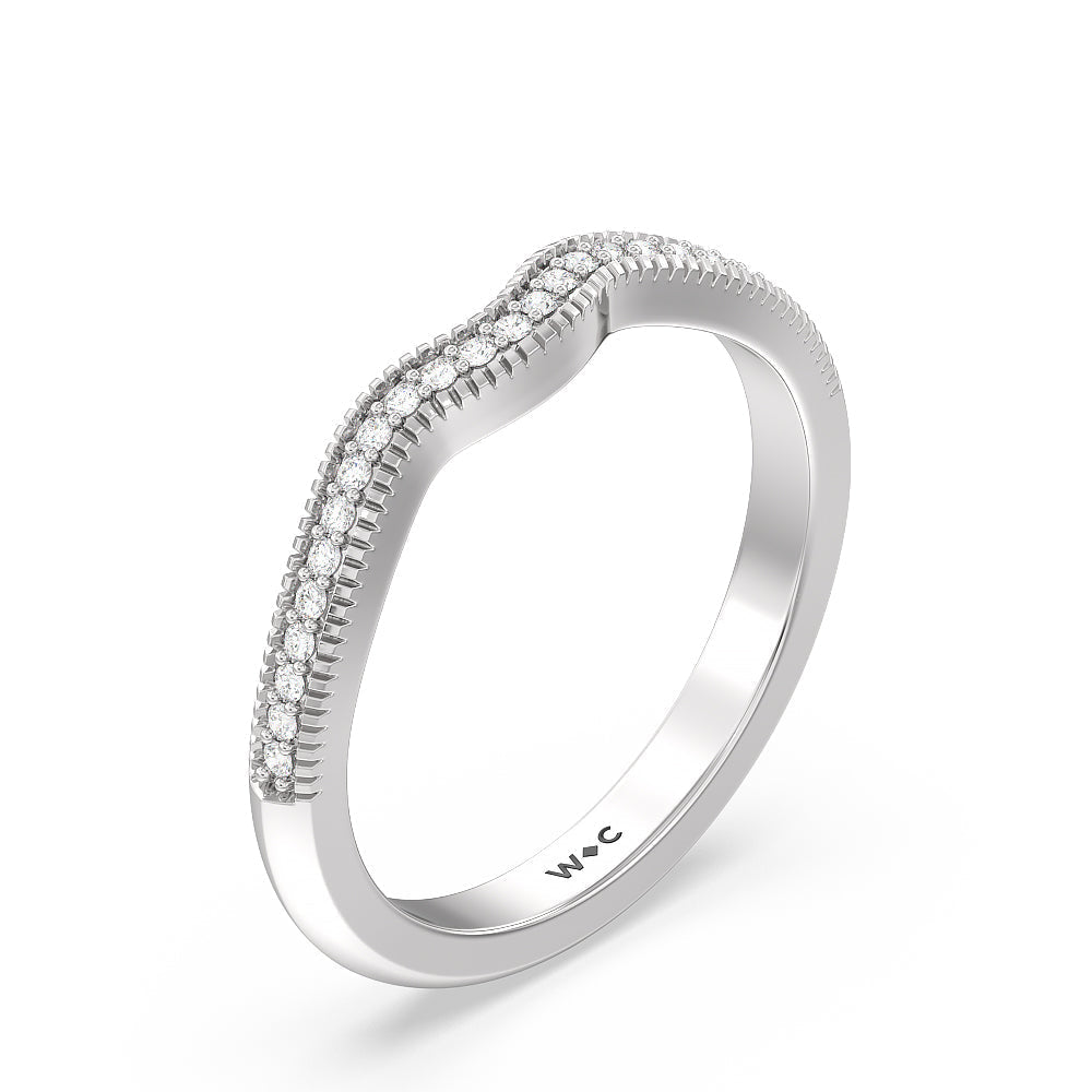 Vintage Oval Halo Diamond Wedding Band with Platinum Cut Diamond in 14KT Platinum view 4
