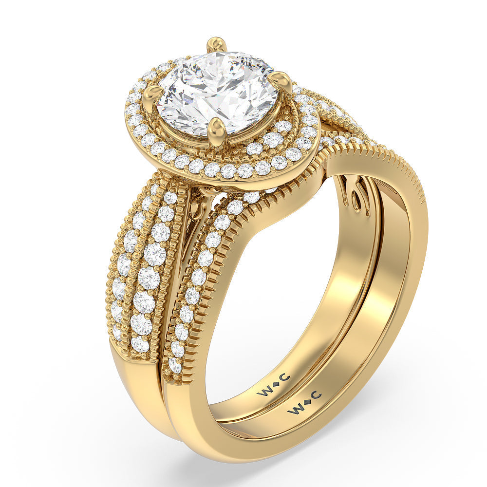 Oval Cut Vintage Oval Halo Engagement Ring with Lab Grown Diamond in 14KT Rose Gold view 5
