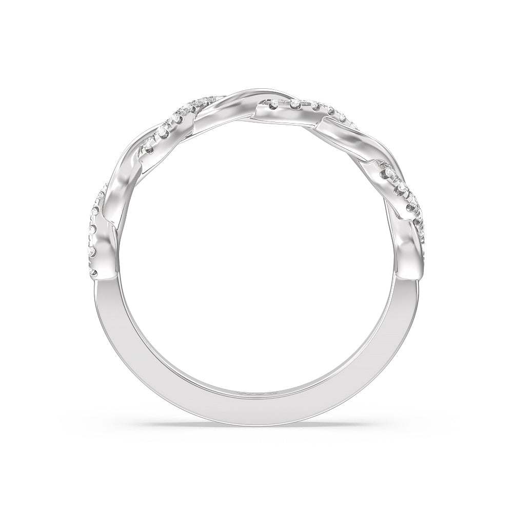 Vintage Glamour Twisted Diamond Wedding Band with Platinum Cut Diamond in 14KT Platinum view 2
