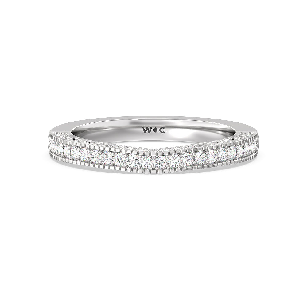 Vintage Classic Hidden Halo Diamond Wedding Band with Platinum Cut Diamond in 14KT Platinum view 1
