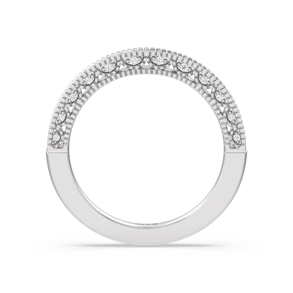 Vintage Classic Hidden Halo Diamond Wedding Band with Platinum Cut Diamond in 14KT Platinum view 2
