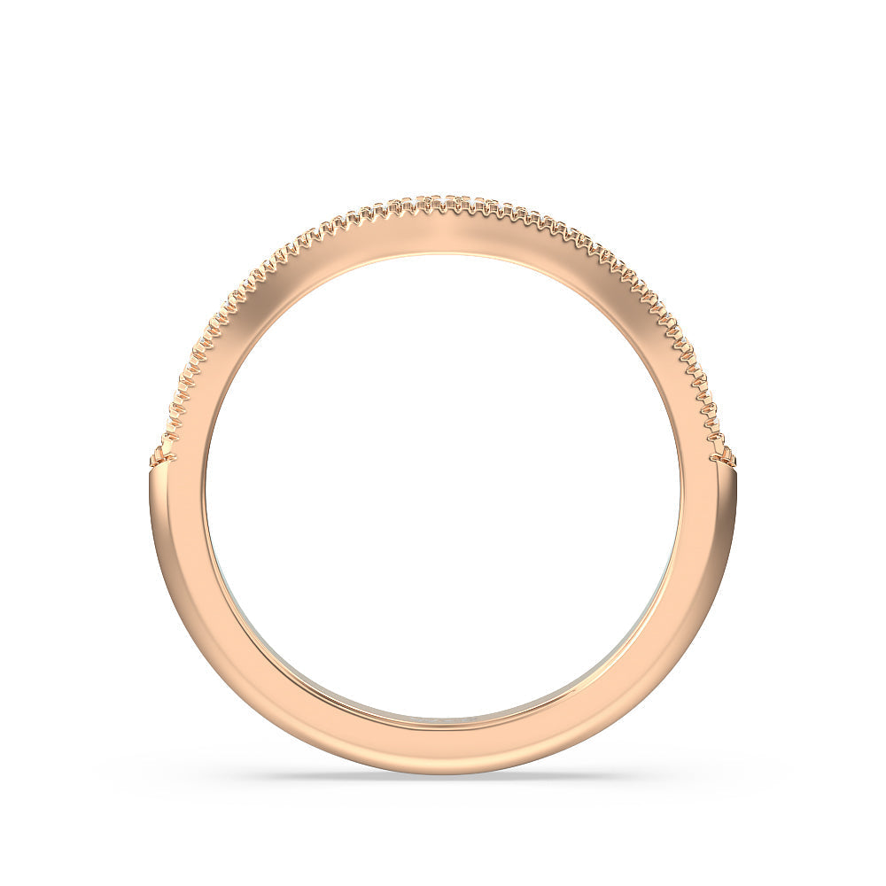 Vintage Knife Edge Fancy Diamond Wedding Band with 18KT Rose Gold Cut Diamond in 14KT Rose Gold view 2
