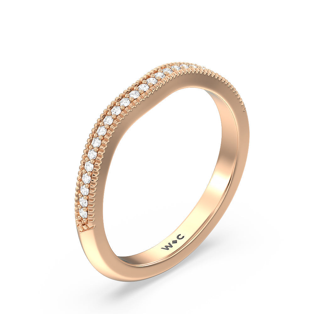 Vintage Knife Edge Fancy Diamond Wedding Band with 18KT Rose Gold Cut Diamond in 14KT Rose Gold view 4
