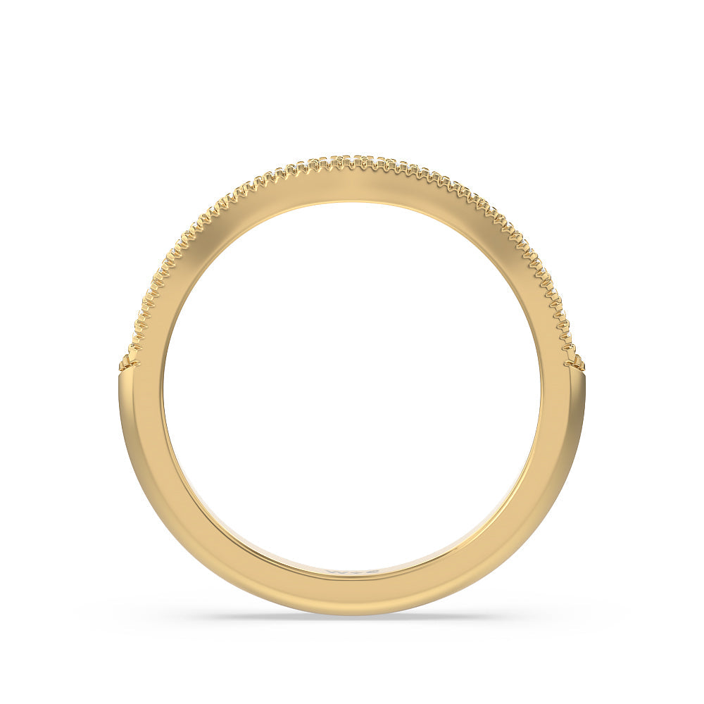 Vintage Knife Edge Fancy Diamond Wedding Band with 18KT Yellow Gold Cut Diamond in 14KT Yellow Gold view 2
