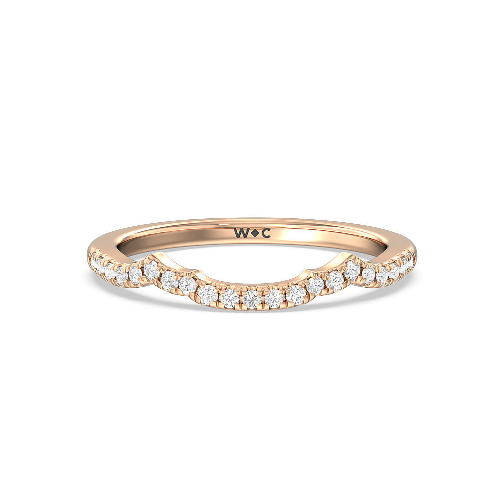 Vintage Celtic Entwined Trinity Knot Diamond Wedding Band (E+ VS+) with 18KT Rose Gold Cut Diamond in 14KT Rose Gold view 1
