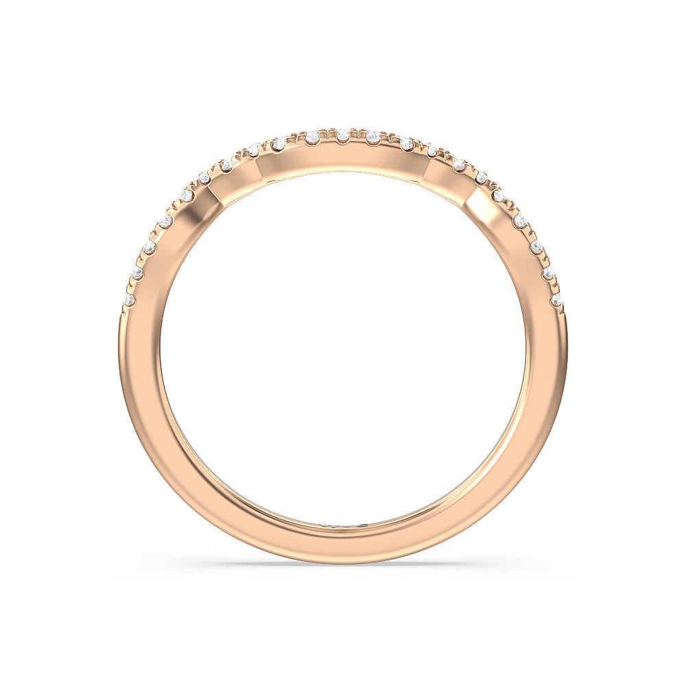 Vintage Celtic Entwined Trinity Knot Diamond Wedding Band (E+ VS+) with 18KT Rose Gold Cut Diamond in 14KT Rose Gold view 3
