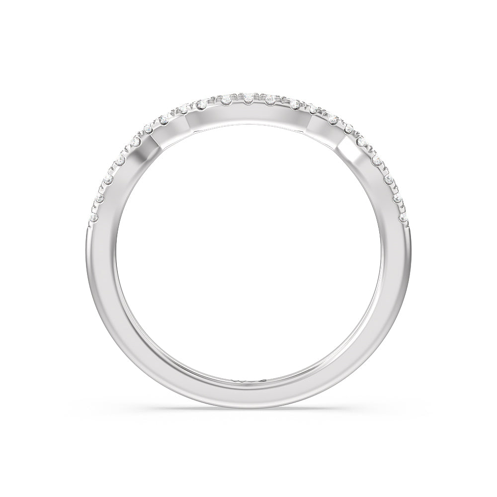 Vintage Celtic Entwined Trinity Knot Diamond Wedding Band (E+ VS+) with Platinum Cut Diamond in 14KT Platinum view 3
