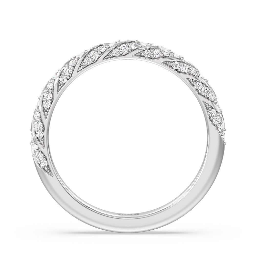 Vintage Floral Diamond Wedding Band with Platinum Cut Diamond in 14KT Platinum view 2
