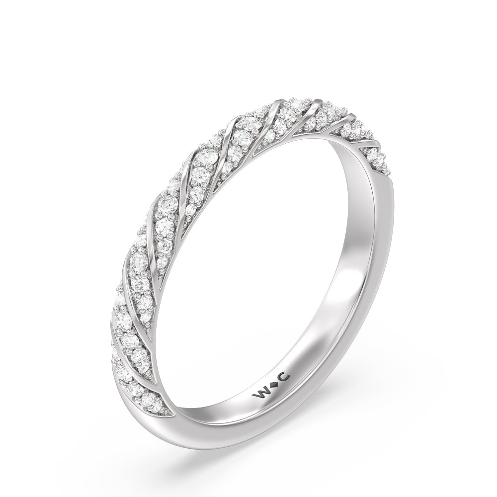 Vintage Floral Diamond Wedding Band with Platinum Cut Diamond in 14KT Platinum view 4
