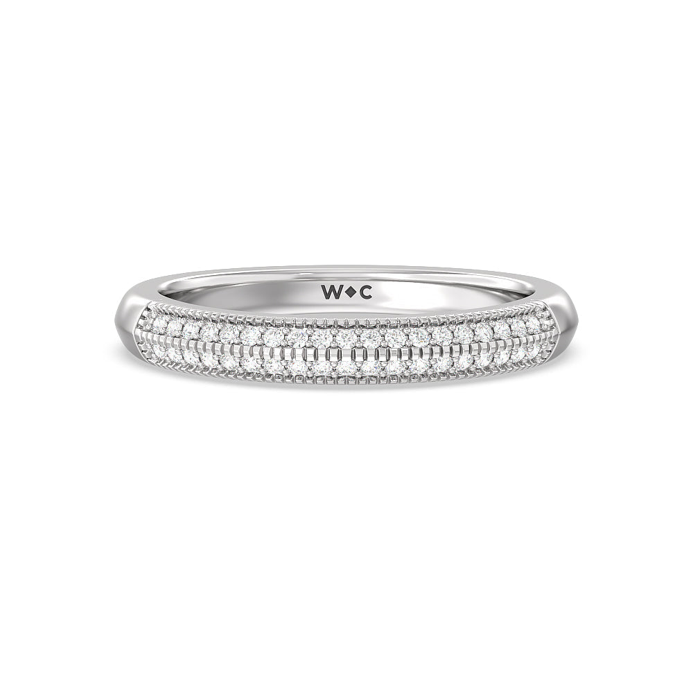 Vintage Pave Knife Edge Cathedral Diamond Wedding Band with Platinum Cut Diamond in 14KT Platinum view 1
