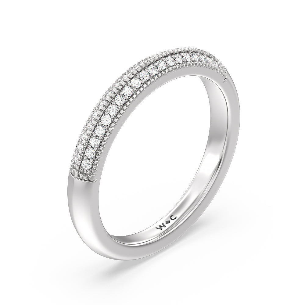 Vintage Pave Knife Edge Cathedral Diamond Wedding Band with Platinum Cut Diamond in 14KT Platinum view 4
