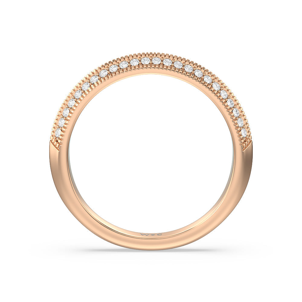 Vintage Octagon Halo Knife Edge Diamond Wedding Band with 18KT Rose Gold Cut Diamond in 14KT Rose Gold view 2
