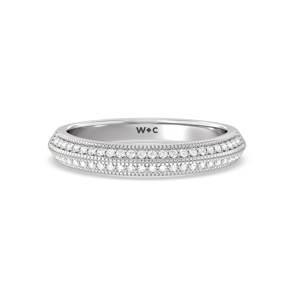 Vintage Octagon Halo Knife Edge Diamond Wedding Band with Platinum Cut Diamond in 14KT Platinum view 1
