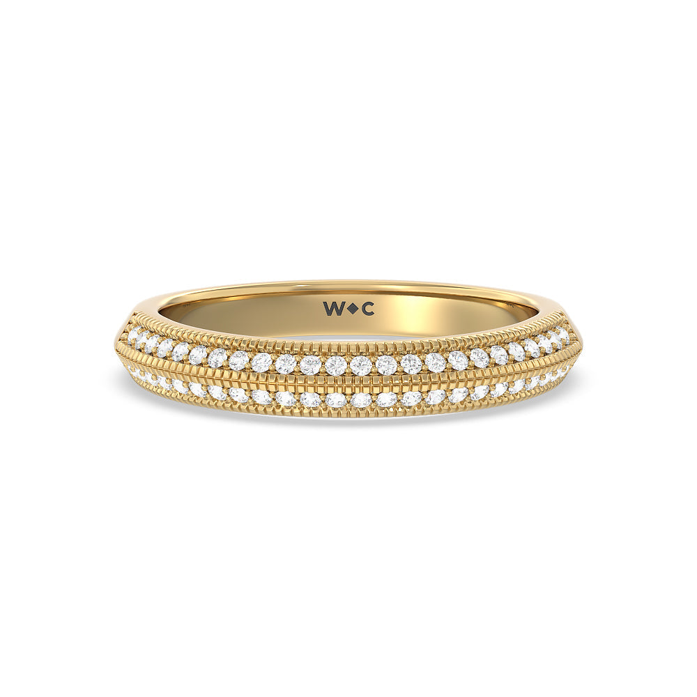 Vintage Octagon Halo Knife Edge Diamond Wedding Band with 18KT Yellow Gold Cut Diamond in 14KT Yellow Gold view 1
