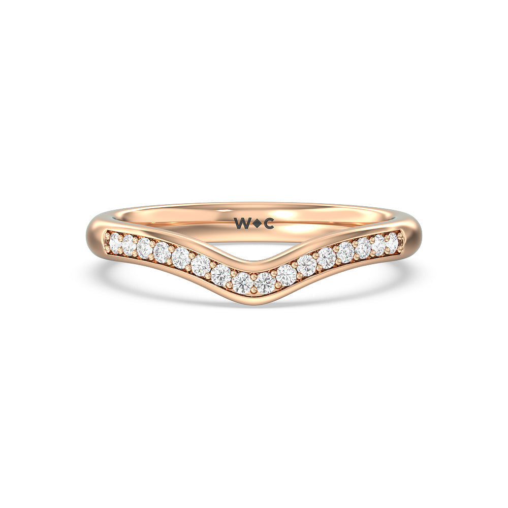Vintage Hidden Halo Classic Diamond Wedding Band with 18KT Rose Gold Cut Diamond in 14KT Rose Gold view 1
