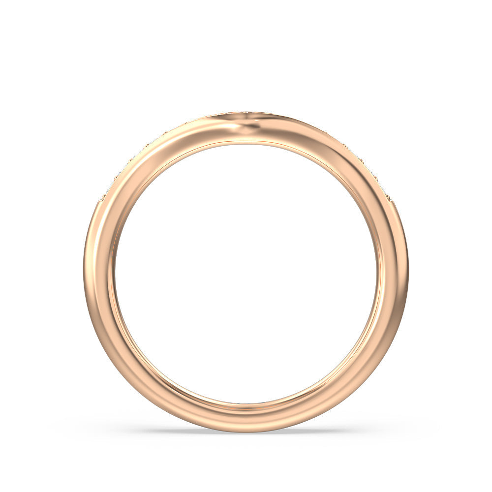 Vintage Hidden Halo Classic Diamond Wedding Band with 18KT Rose Gold Cut Diamond in 14KT Rose Gold view 2
