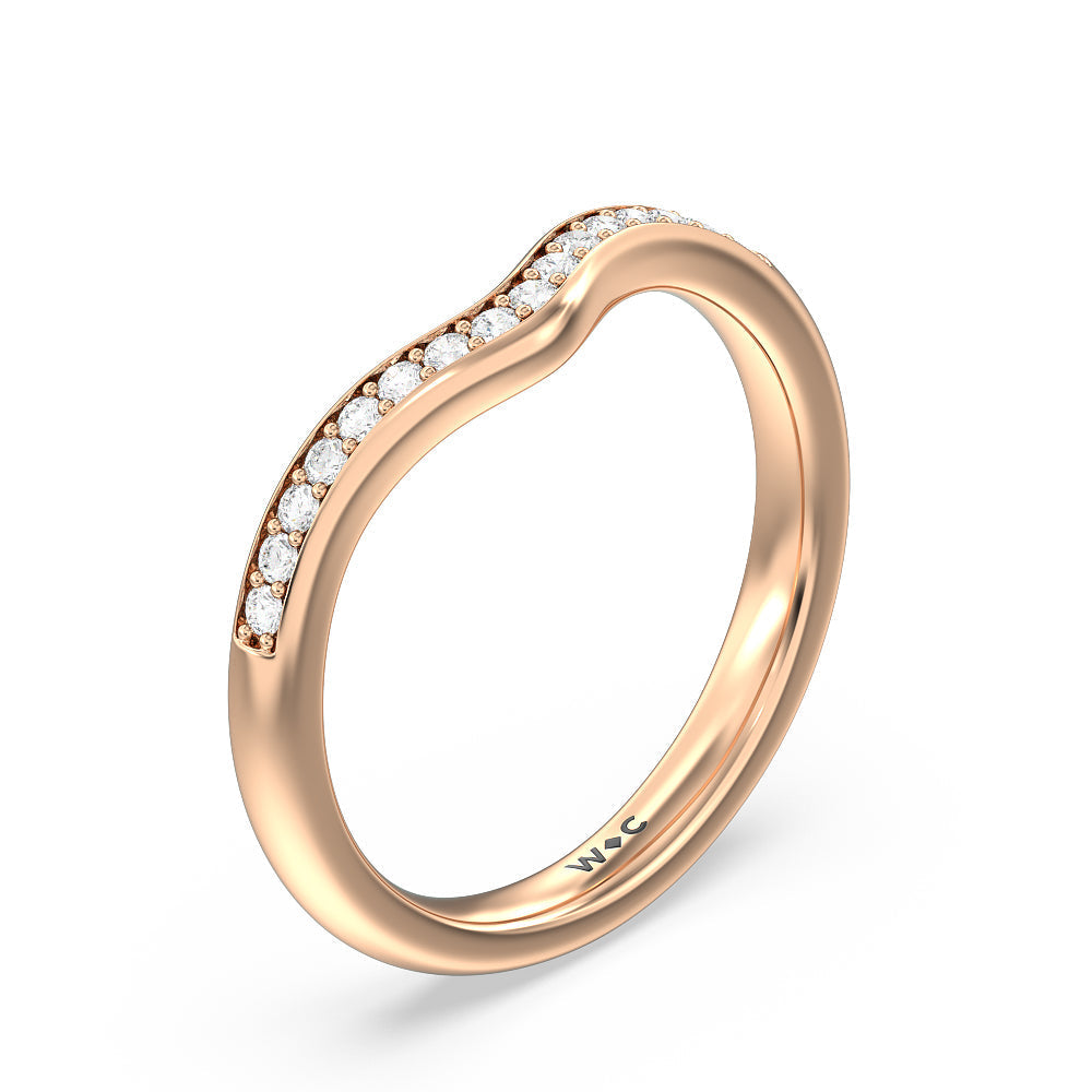 Vintage Hidden Halo Classic Diamond Wedding Band with 18KT Rose Gold Cut Diamond in 14KT Rose Gold view 4
