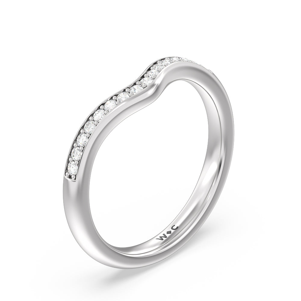 Vintage Hidden Halo Classic Diamond Wedding Band with Platinum Cut Diamond in 14KT Platinum view 4
