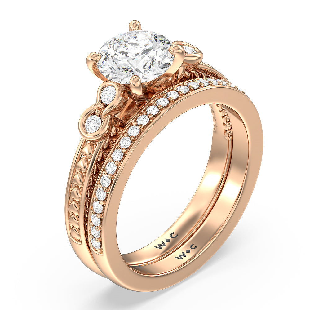 Vintage Celtic Heart Engagement Ring with Elongated Cushion Cut Diamond in 14KT Rose Gold view 6

