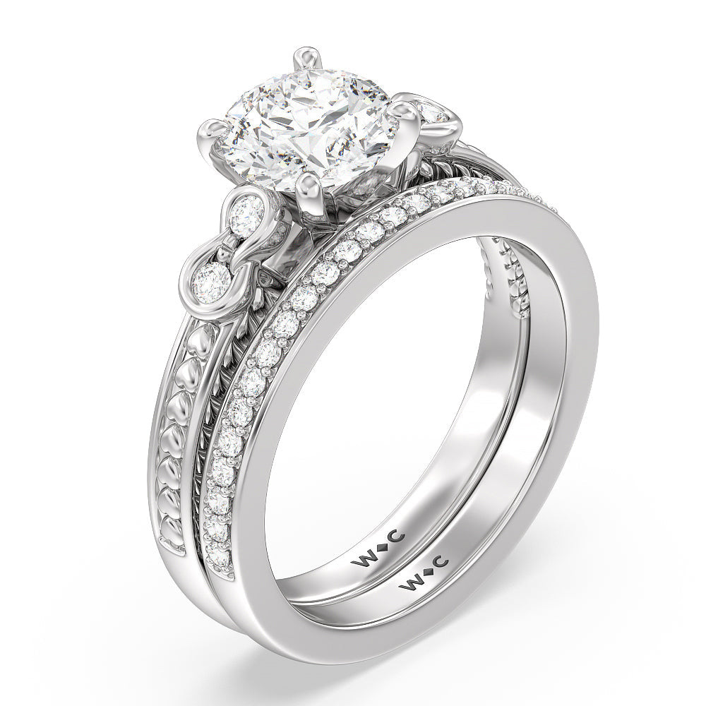 Vintage Celtic Heart Engagement Ring with Elongated Cushion Cut Diamond in 14KT Rose Gold view 4
