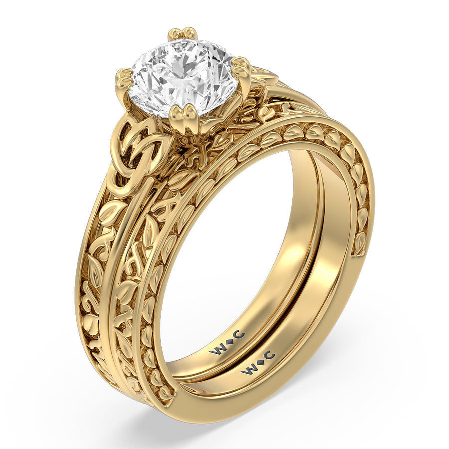 Cushion Cut Vintage Celtic Engraved Engagement Ring (E+ VVS+) with Lab Grown Diamond in 14KT Rose Gold view 5
