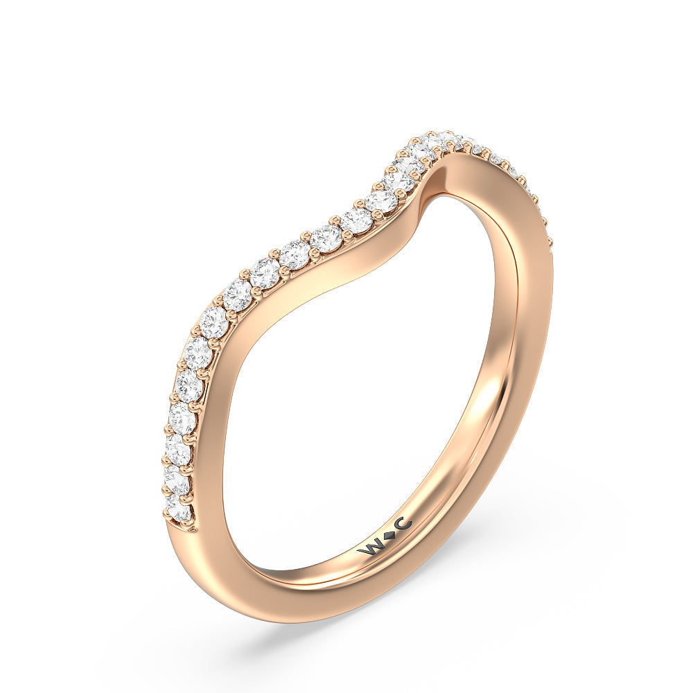 Vintage Glamour Ribbon Diamond Wedding Band with 18KT Rose Gold Cut Diamond in 14KT Rose Gold view 4
