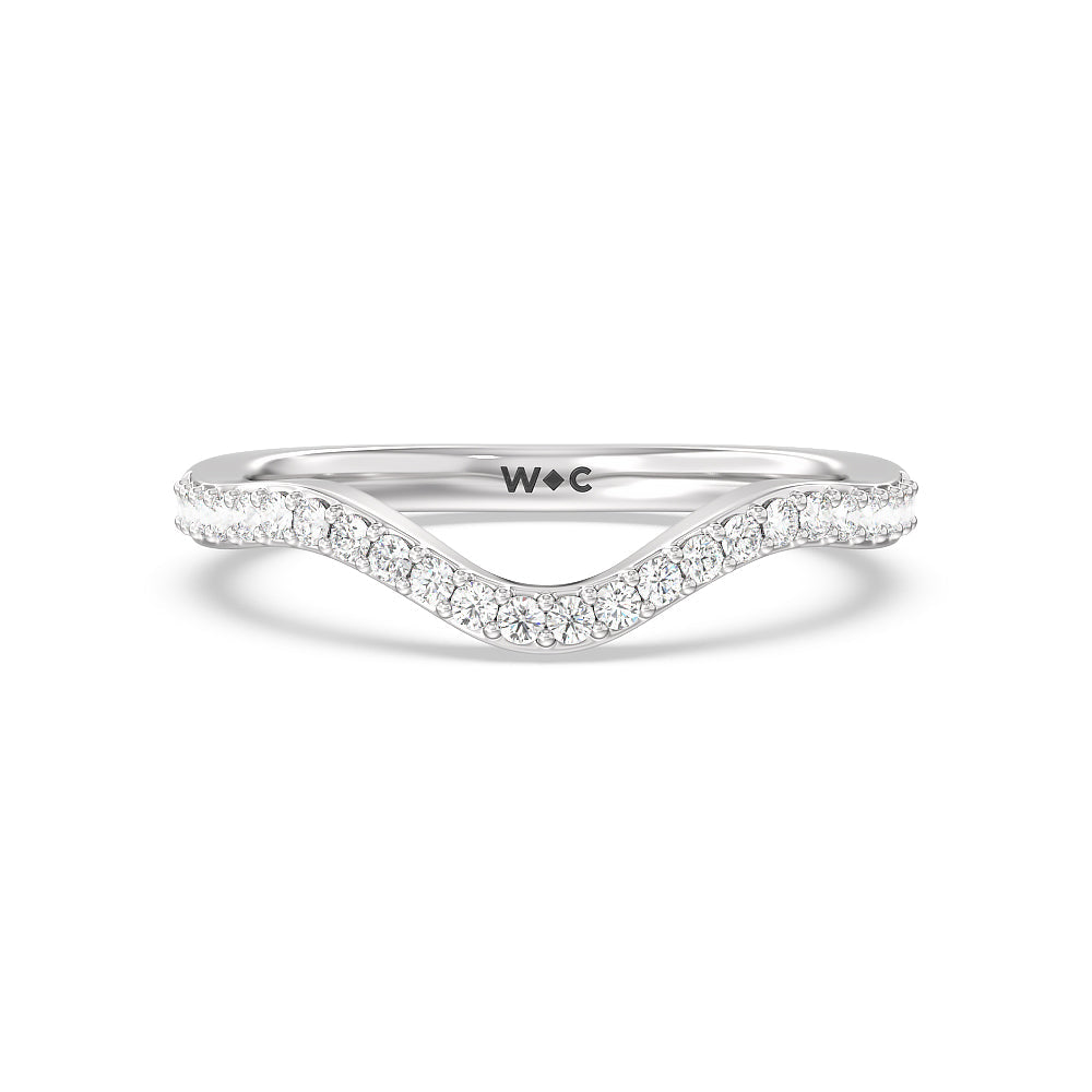 Vintage Glamour Ribbon Diamond Wedding Band with Platinum Cut Diamond in 14KT Platinum view 1
