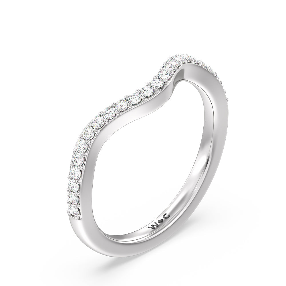 Vintage Glamour Ribbon Diamond Wedding Band with Platinum Cut Diamond in 14KT Platinum view 4
