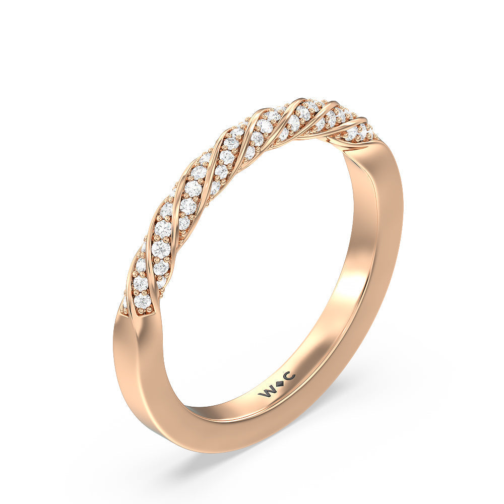 Vintage Floral Swirling Halo Diamond Wedding Band with 18KT Rose Gold Cut Diamond in 14KT Rose Gold view 4
