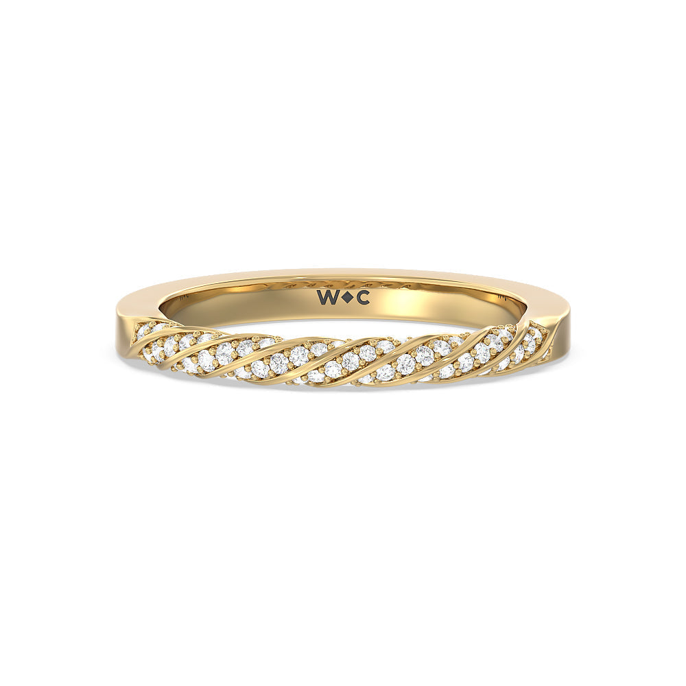 Vintage Floral Swirling Halo Diamond Wedding Band with 18KT Yellow Gold Cut Diamond in 14KT Yellow Gold view 1
