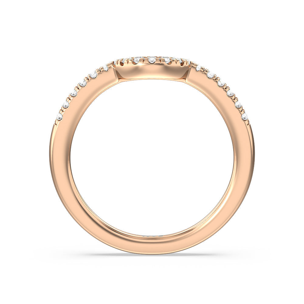 Crescent Diamond Wedding Band with 18KT Rose Gold Cut Diamond in 14KT Rose Gold view 2
