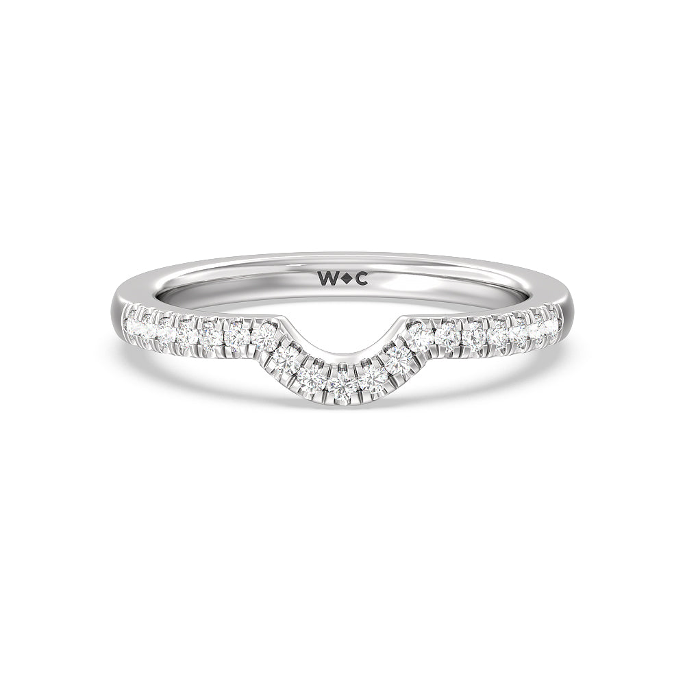 Crescent Diamond Wedding Band with Platinum Cut Diamond in 14KT Platinum view 1
