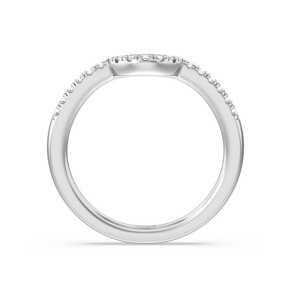 Crescent Diamond Wedding Band with Platinum Cut Diamond in 14KT Platinum view 2
