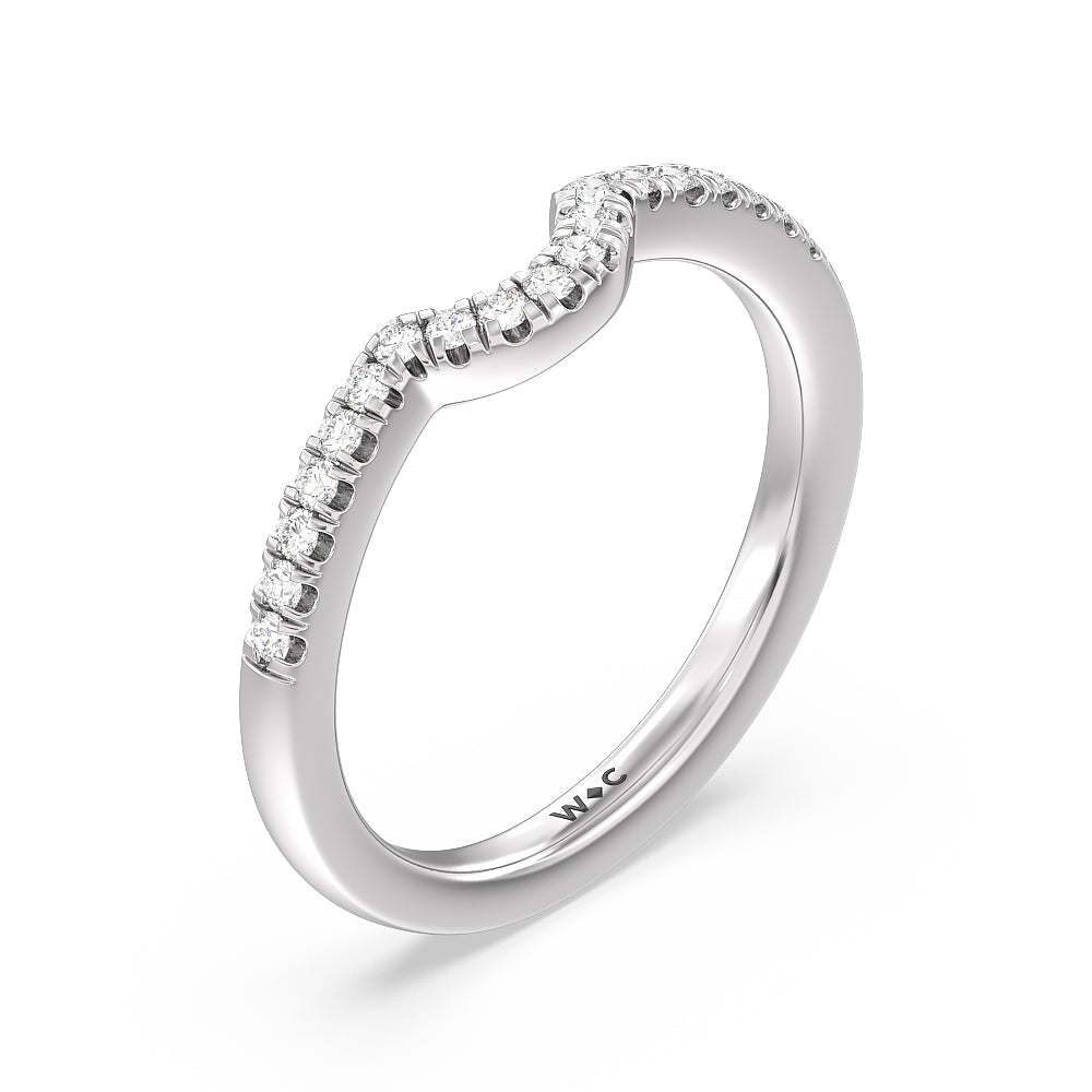 Crescent Diamond Wedding Band with Platinum Cut Diamond in 14KT Platinum view 4
