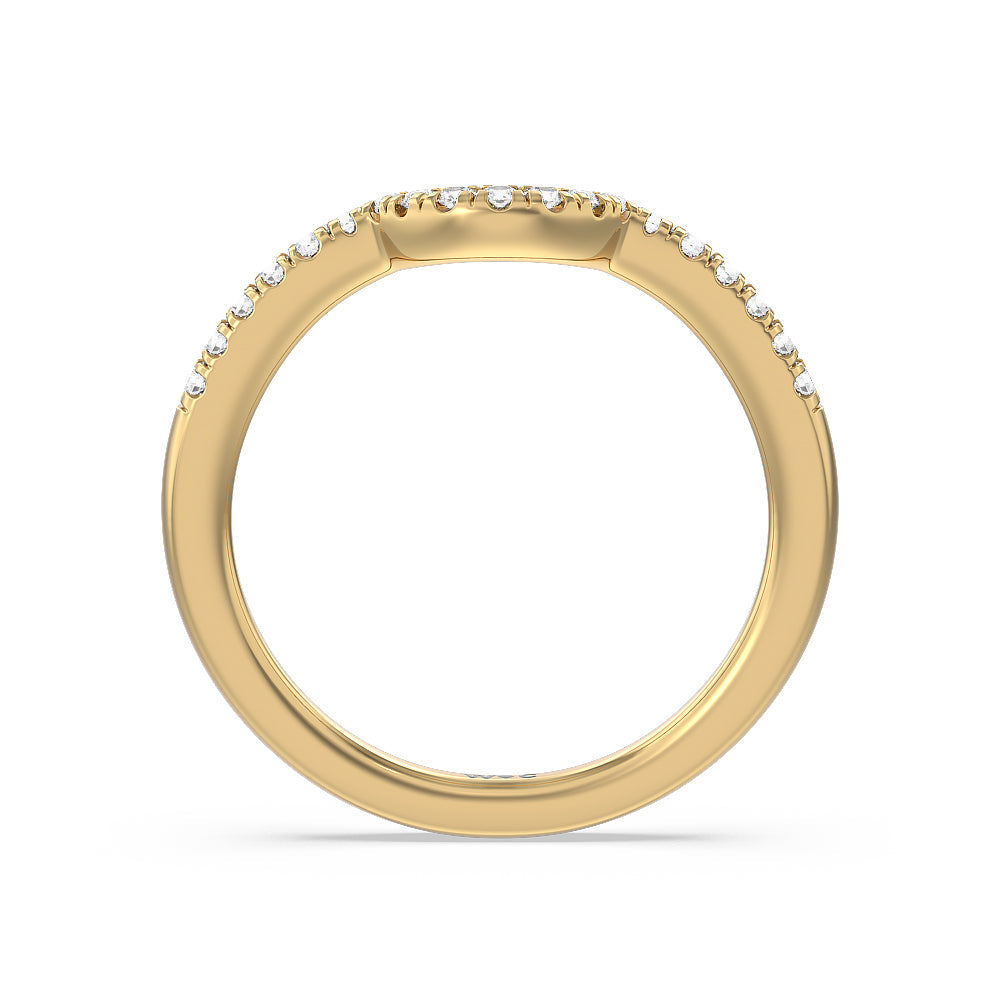 Crescent Diamond Wedding Band with 18KT Yellow Gold Cut Diamond in 14KT Yellow Gold view 2

